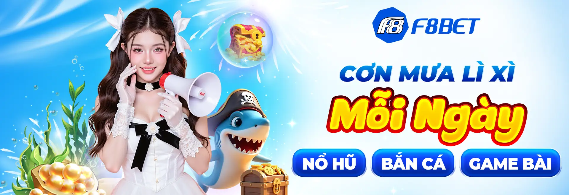Banner F8Bet về nổ hũ, slot game và bắn cá